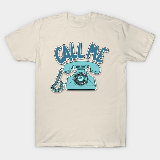 Call Me - Retro 70s Telephone Design T-Shirt by DankFutura